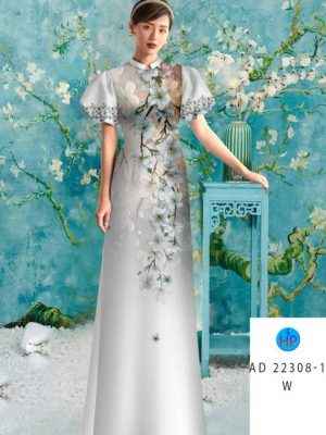 Vải Áo Dài Hoa In 3D AD 22308 30